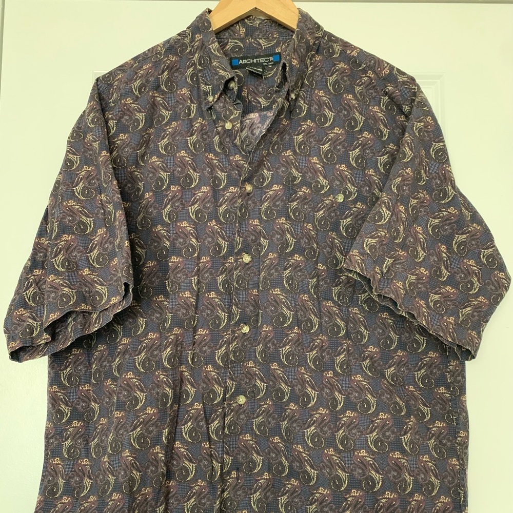Vintage Architect Paisley Abstract Shirt Size XL